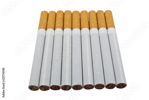 Cigarettes on a white background