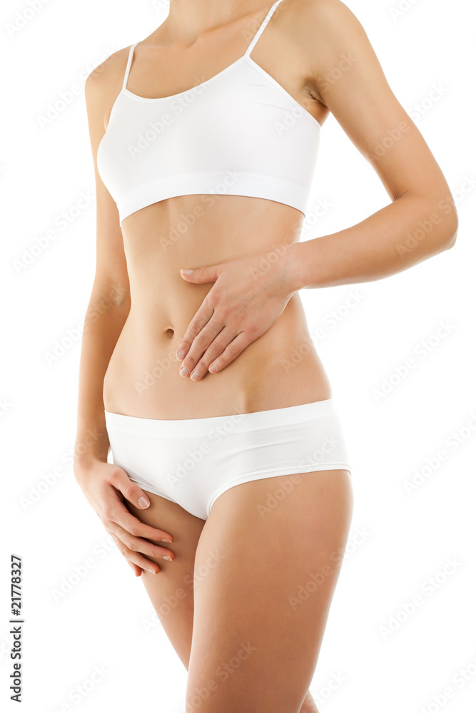 Slim woman isolated on white background