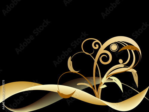 Black and gold floral design