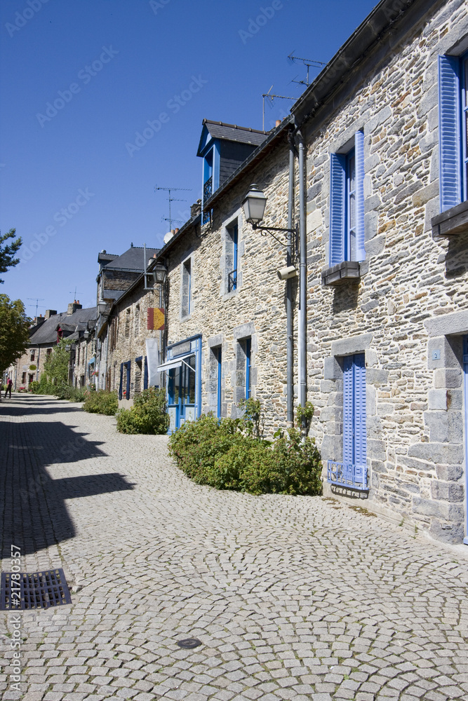 view of a street with stone houses