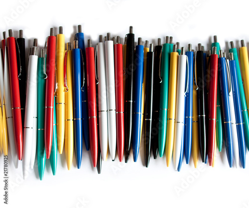 Colored pens line photo