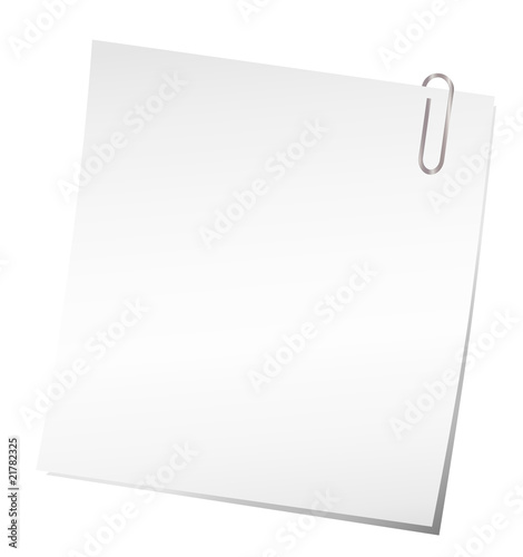 Vector sticky note with paper clip