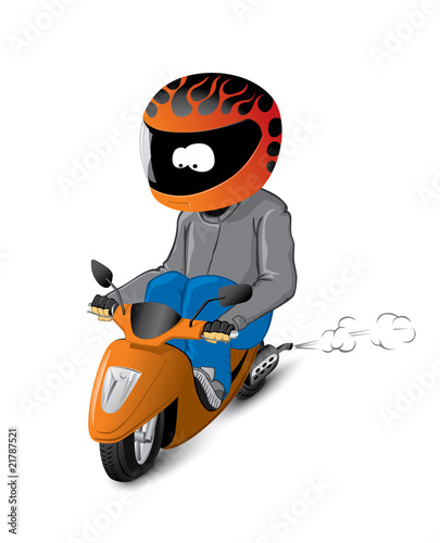 biker on the scooter