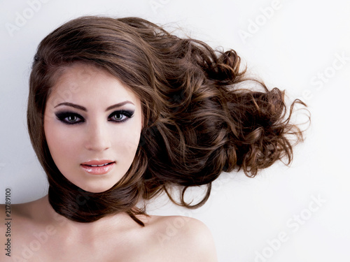 Woman with beauty eyes and hairs