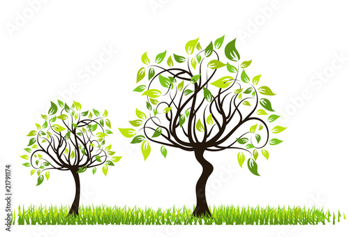 Tree spring background, vector