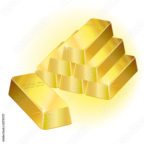 Gold bars over white