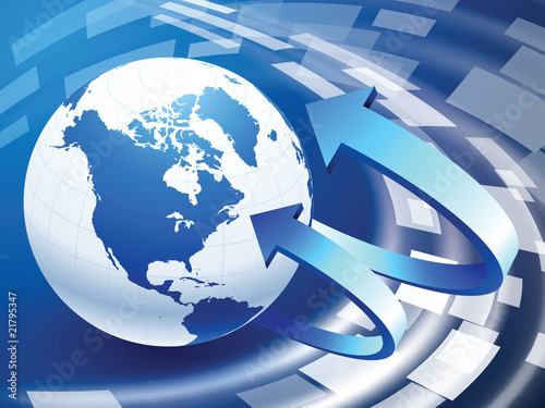 Globe on Abstract Liquid Wave Background