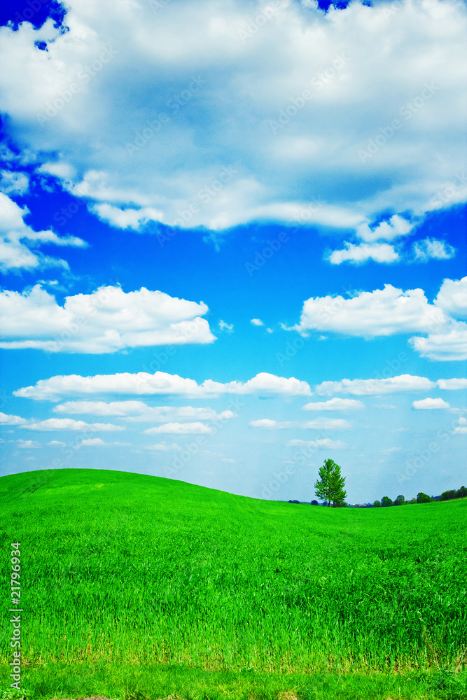 green hill and clouds on sky green hill and clouds on sky