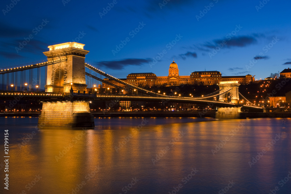 Budapest at night, Danube, Bridge, Hungary