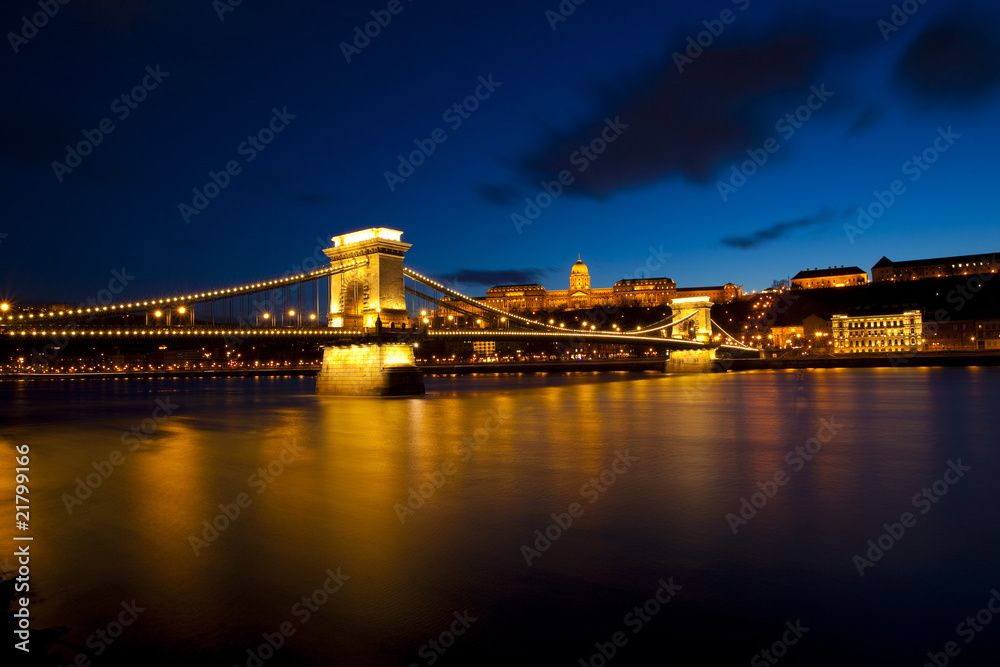 Budapest at night, Danube, Bridge, Hungary
