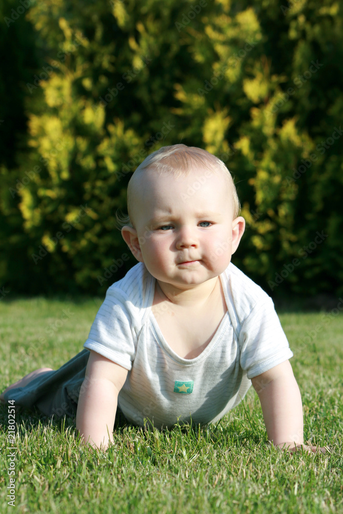 Happy baby on grass Happy baby on grass