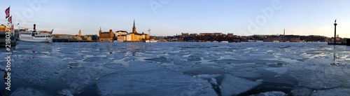Panorama de l'hôtel de ville de Stockholm en hiver