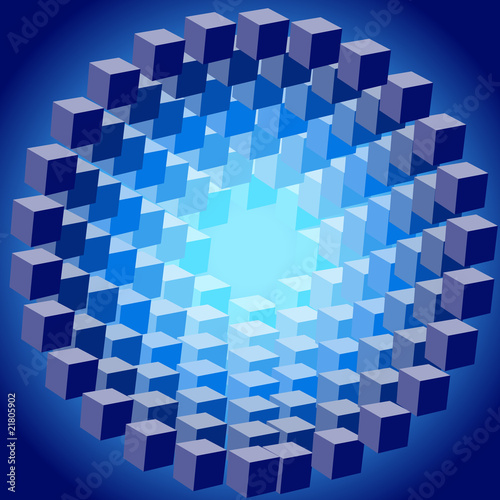 vector illustration of radial cubes