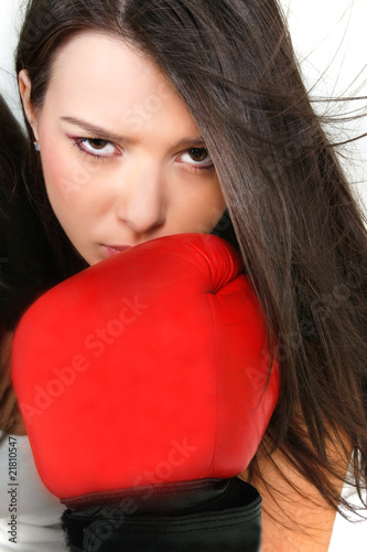 close up portrait of beautiful female boxer © Alena Yakusheva