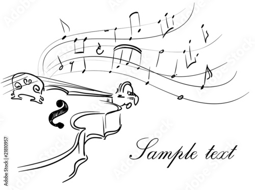 abstract violin and notes background
