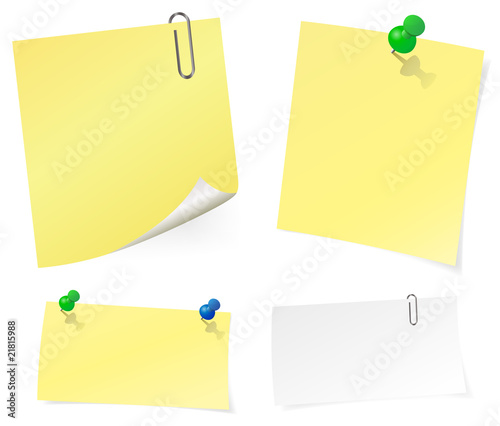 Vector yellow sticky note with paper clip
