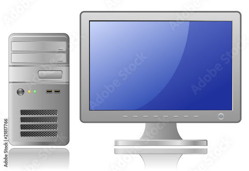 Highly detailed illustration of Grey Desktop Computer