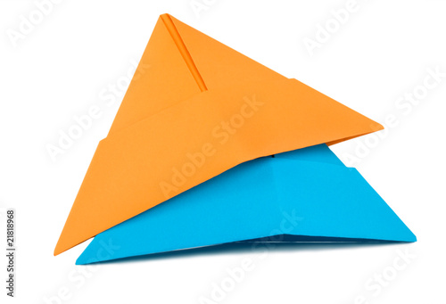 Orange and blue paper hat