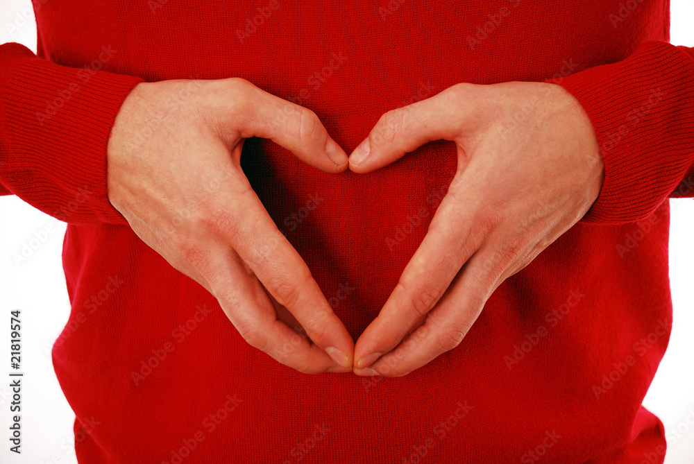 Fototapeta premium Man making heart shape symbol