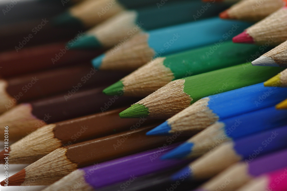 ored pencils on the white background ored pencils on the white background