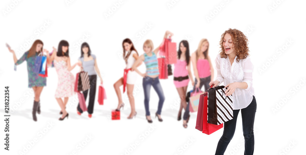 Fototapeta premium Group of shopping girls