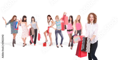 Group of shopping girls