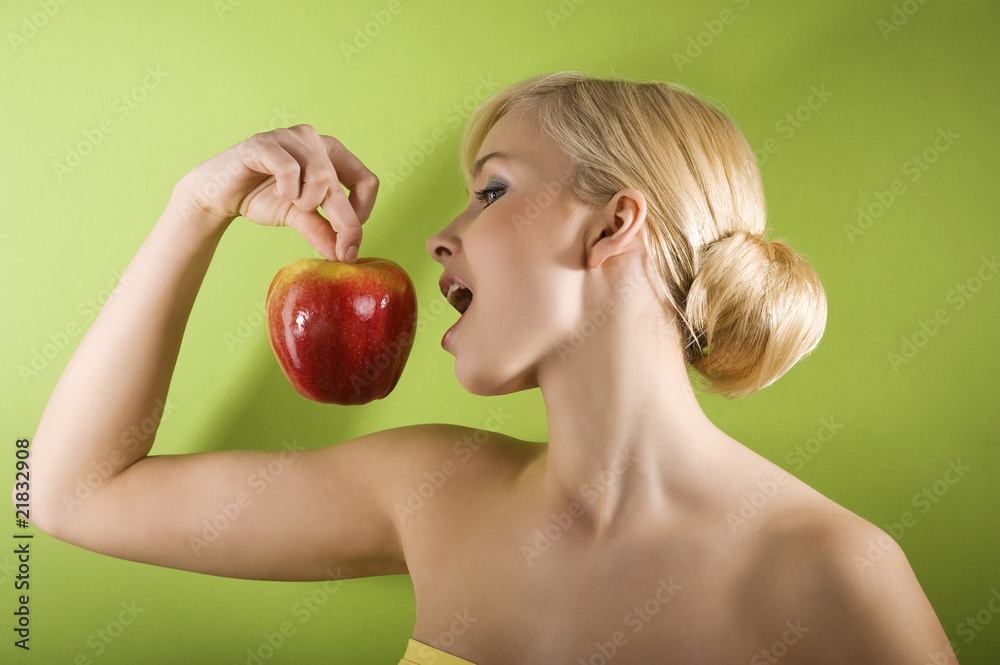 girl with red apple girl with red apple