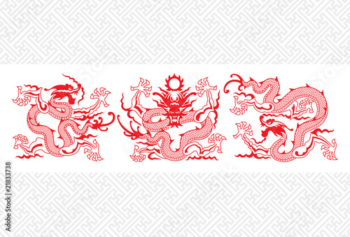 Illustration of mythological animal - a red chinese dragon
