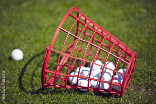 Golf balls bucket on driving range