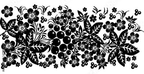 black foliage and berries stripe illustration