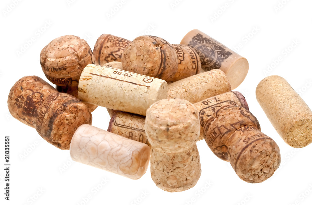 Close-up  wine corks isolated on white