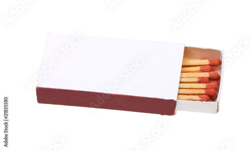 Opened matchbox isolated on a white