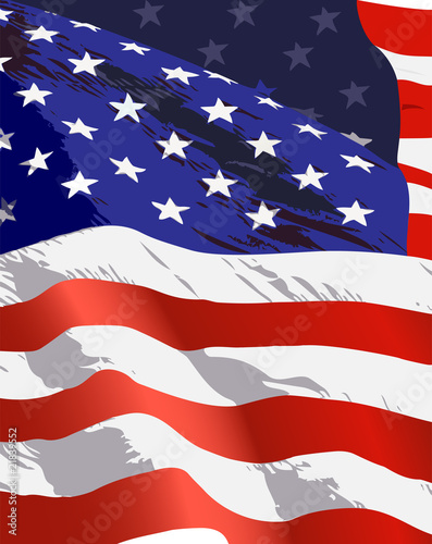 vector illustration of usa flag blowing in the wind