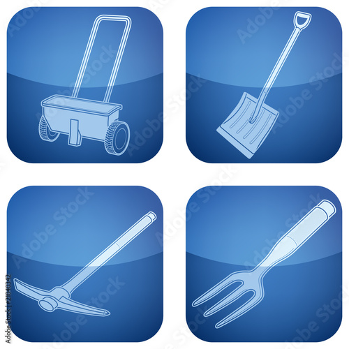 Cobalt Square 2D Icons Set: Garden Tools