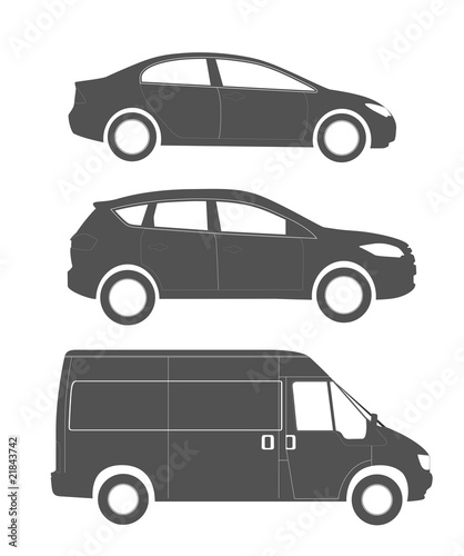 Set of silhouettes of the modern cars