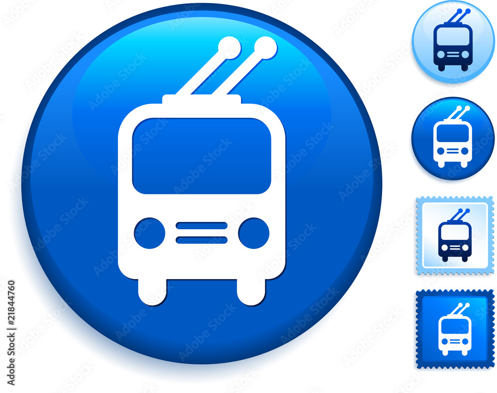 Trolley Icon on Internet Button Trolley Icon on Internet Button