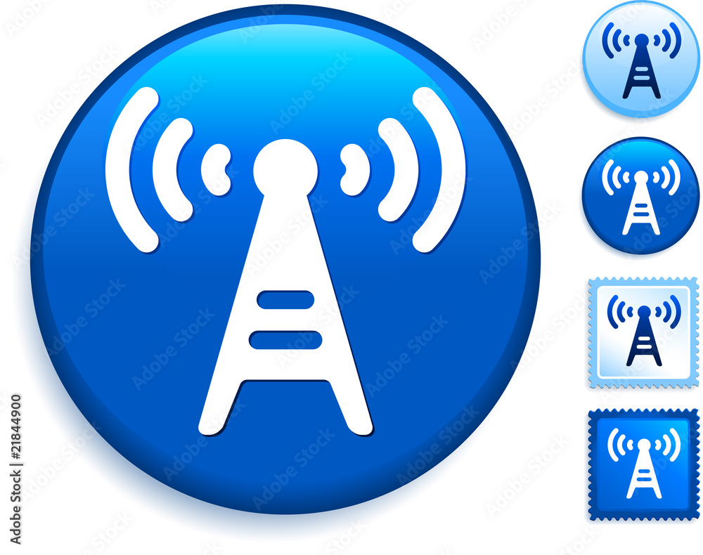 Radio Tower Icon on Internet Button Radio Tower Icon on Internet Button