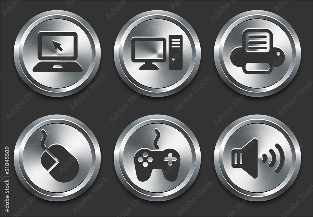 Computer Icons on Metal Internet Button Computer Icons on Metal Internet Button