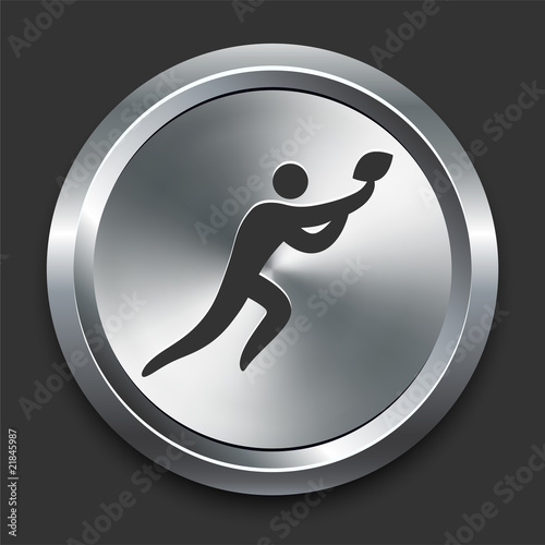 Football Icon on Metal Internet Button
