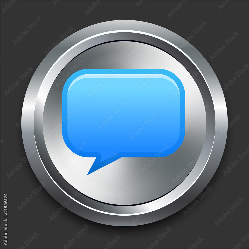 Chat Icon on Metal Internet Button Chat Icon on Metal Internet Button