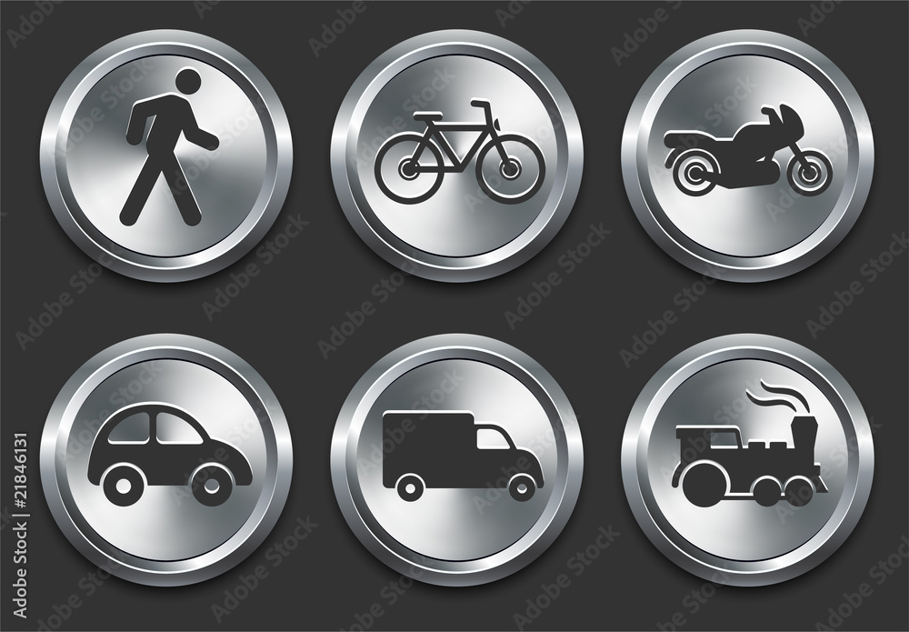 Transportation Icon on Metal Internet Button Transportation Icon on Metal Internet Button