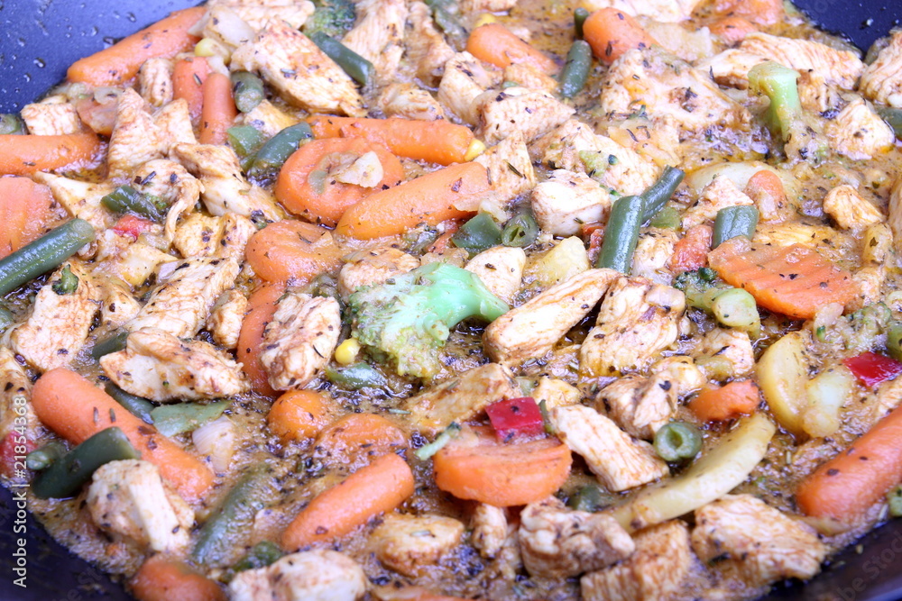 Chinese dish with chicken and vegetables Chinese dish with chicken and vegetables