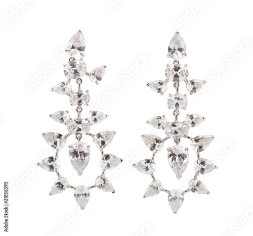 earring with diamond on white