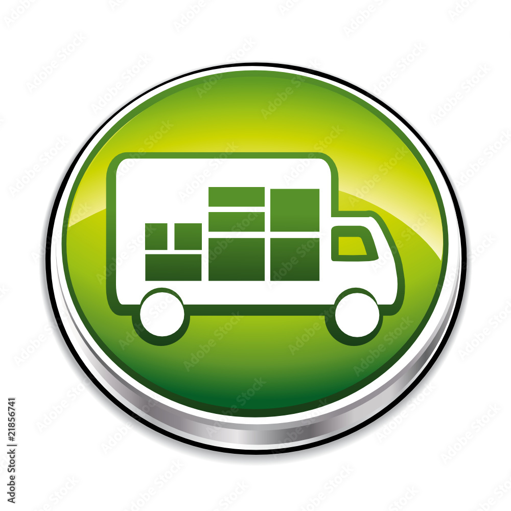 Green delivery or transport icon button. Green delivery or transport icon button.