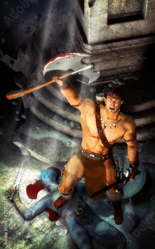 Billede på lærred barbarian fantasy warrior