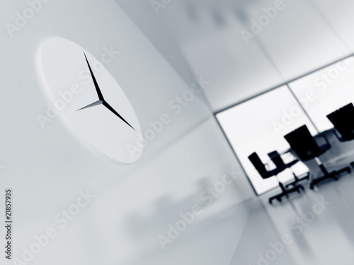 clock in a modern office on...