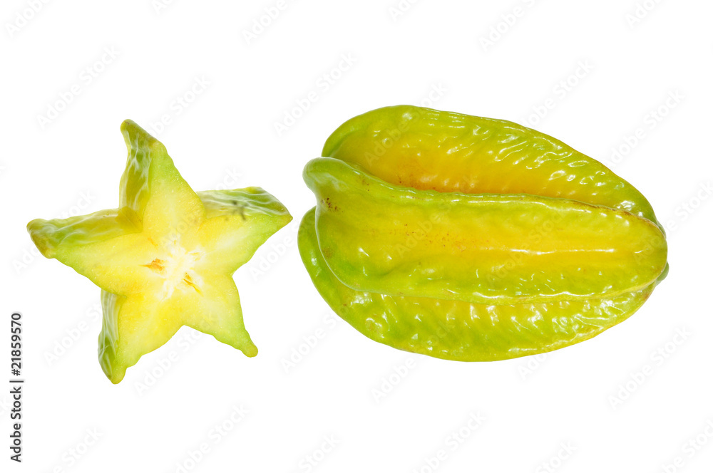 Fototapeta premium Star Fruits And A Cut Section Isolated