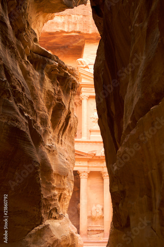 Petra's Tresure, view of Tresure from Al-Siq. Jordan