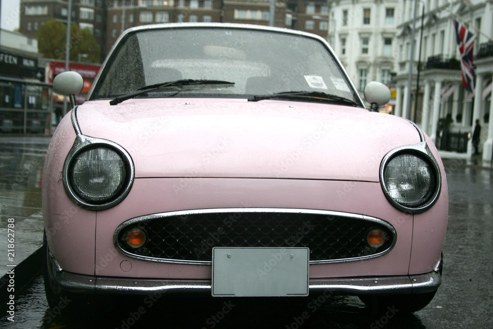 voiture retro rose