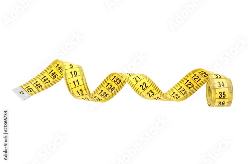 Yellow measuring tape of the tailor isolated on white